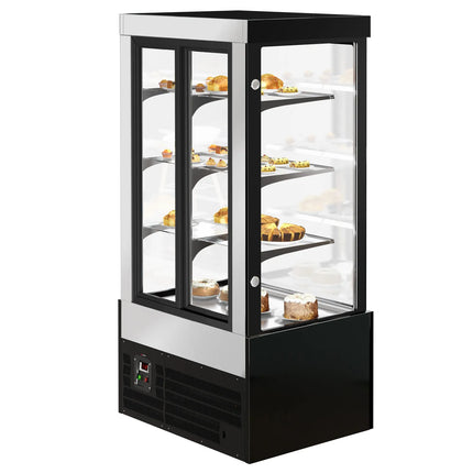 GGM Gastro Commercial cake display fridge - 850L - 1000mm - Double glazing - square - with 3 adjustable shelves - rear sliding doors - for patisserie - Black