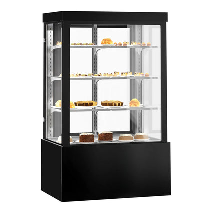 GGM Gastro Commercial cake display fridge - 950L - 1200mm - Double glazing - square - with 3 adjustable shelves - rear sliding doors - for patisserie - Black