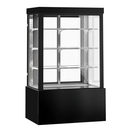 GGM Gastro Commercial cake display fridge - 950L - 1200mm - Double glazing - square - with 3 adjustable shelves - rear sliding doors - for patisserie - Black