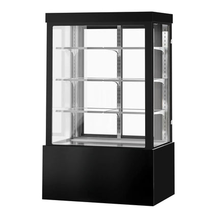 GGM Gastro Commercial cake display fridge - 950L - 1200mm - Double glazing - square - with 3 adjustable shelves - rear sliding doors - for patisserie - Black