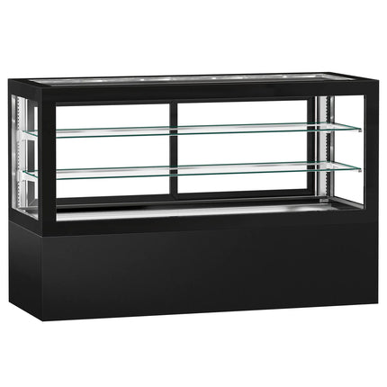 GGM Gastro Commercial cake display fridge - 990L - 2010mm - Double glazing - square - with 2 shelves - rear sliding door - for patisserie - Black