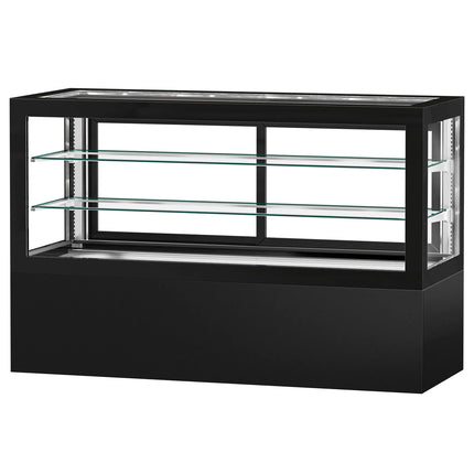 GGM Gastro Commercial cake display fridge - 990L - 2010mm - Double glazing - square - with 2 shelves - rear sliding door - for patisserie - Black