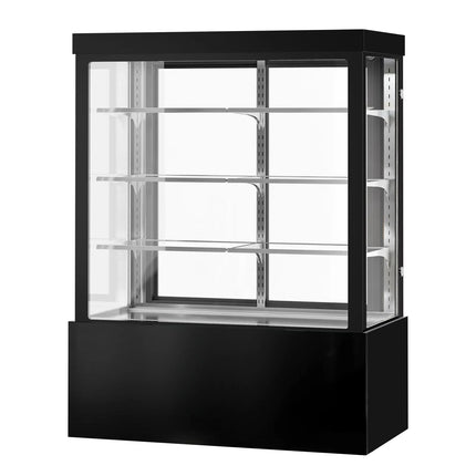 GGM Gastro Commercial cake display fridge - Double glazing - square - mirrored front - with 3 adjustable shelves - rear sliding doors - for patisserie - 1400L - 1500mm - Black
