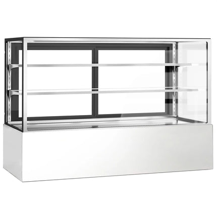 GGM Gastro Commercial cake display fridge - Double glazing - square - with 3 adjustable shelves - rear sliding doors - for patisserie - 725L - 1800mm