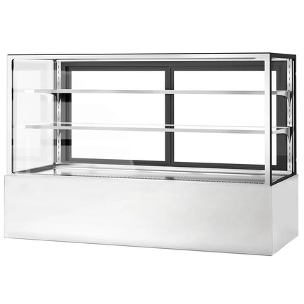 GGM Gastro Commercial cake display fridge - Double glazing - square - with 3 adjustable shelves - rear sliding doors - for patisserie - 725L - 1800mm