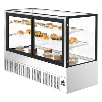 GGM Gastro Commercial cake display fridge - Double glazing - square - with 3 adjustable shelves - rear sliding doors - for patisserie - 725L - 1800mm