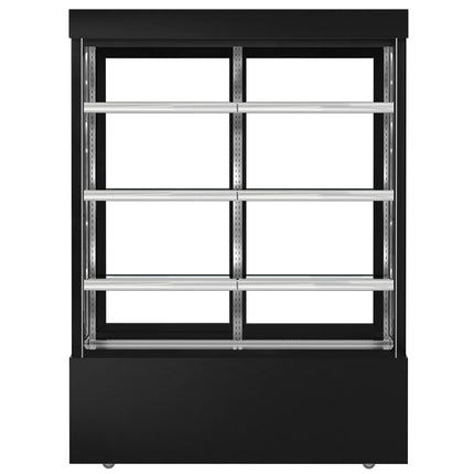 GGM Gastro Commercial cake display fridge MADRID - 1010L - 1500mm - Double glazing - square - with 3 adjustable glass shelves - rear sliding doors - Black matt