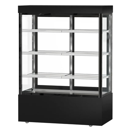 GGM Gastro Commercial cake display fridge MADRID - 1010L - 1500mm - Double glazing - square - with 3 adjustable glass shelves - rear sliding doors - Black matt