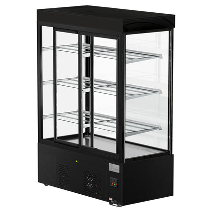 GGM Gastro Commercial cake display fridge MADRID - 1010L - 1500mm - Double glazing - square - with 3 adjustable glass shelves - rear sliding doors - Black matt