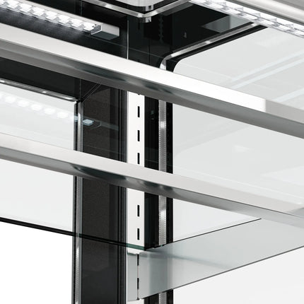 GGM Gastro Commercial cake display fridge MADRID - 1010L - 1500mm - Double glazing - square - with 3 adjustable glass shelves - rear sliding doors - Black matt