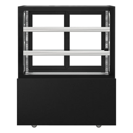 GGM Gastro Commercial cake display fridge MADRID - 430L - 1000mm - Double glazing - square - with 2 adjustable glass shelves - rear sliding doors - Black matt