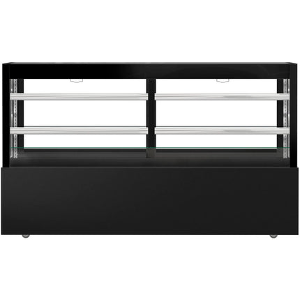 GGM Gastro Commercial cake display fridge MADRID - 710L - 2000mm - Double glazing - with 2 glass shelves - rear sliding doors - Black matt