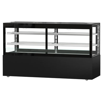 GGM Gastro Commercial cake display fridge MADRID - 710L - 2000mm - Double glazing - with 2 glass shelves - rear sliding doors - Black matt