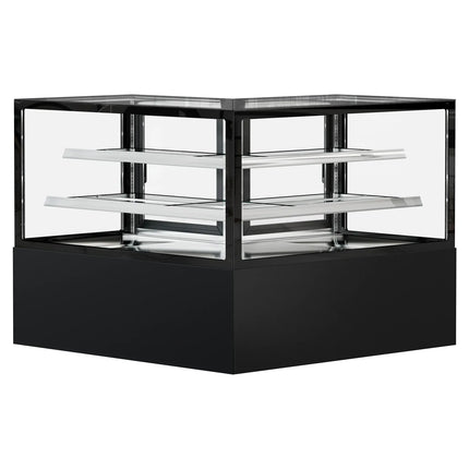 GGM Gastro Commercial cake display fridge MADRID - 735L - 1500mm - Double glazing - square - black front - with 2 glass shelves - rear double doors - Black matt