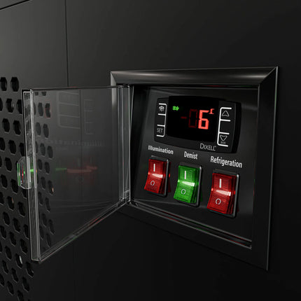 GGM Gastro Commercial cake display fridge MADRID - 735L - 1500mm - Double glazing - square - black front - with 2 glass shelves - rear double doors - Black matt