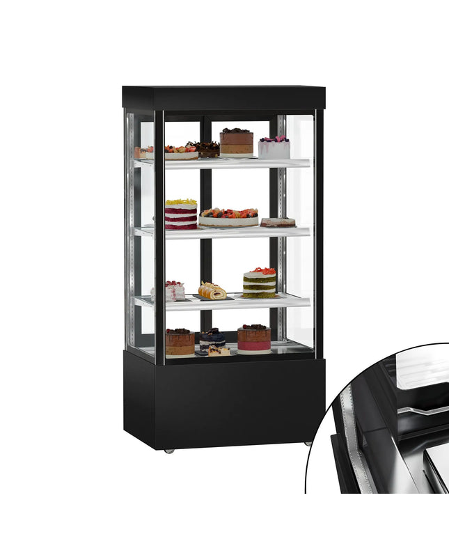 GGM Gastro Commercial cake display fridge MADRID - 850L - 1000mm - Double glazing - square - with 3 adjustable glass shelves - rear sliding doors - Black matt