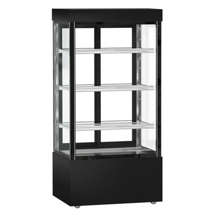 GGM Gastro Commercial cake display fridge MADRID - 850L - 1000mm - Double glazing - square - with 3 adjustable glass shelves - rear sliding doors - Black matt