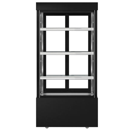 GGM Gastro Commercial cake display fridge MADRID - 850L - 1000mm - Double glazing - square - with 3 adjustable glass shelves - rear sliding doors - Black matt