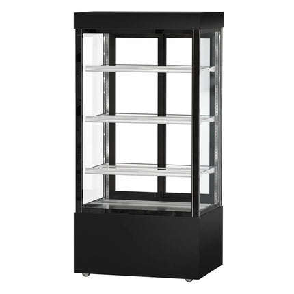 GGM Gastro Commercial cake display fridge MADRID - 850L - 1000mm - Double glazing - square - with 3 adjustable glass shelves - rear sliding doors - Black matt
