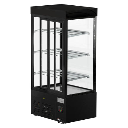 GGM Gastro Commercial cake display fridge MADRID - 850L - 1000mm - Double glazing - square - with 3 adjustable glass shelves - rear sliding doors - Black matt