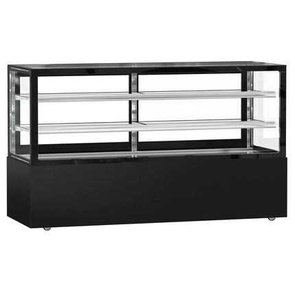 GGM Gastro Commercial cake display fridge MADRID - 890L - 2000mm - Double glazing - with 2 adjustable glass shelves - rear sliding doors - Black matt