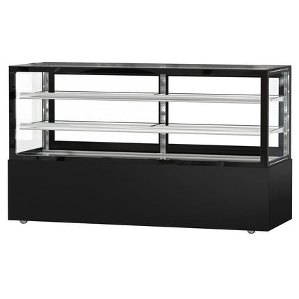 GGM Gastro Commercial cake display fridge MADRID - 890L - 2000mm - Double glazing - with 2 adjustable glass shelves - rear sliding doors - Black matt