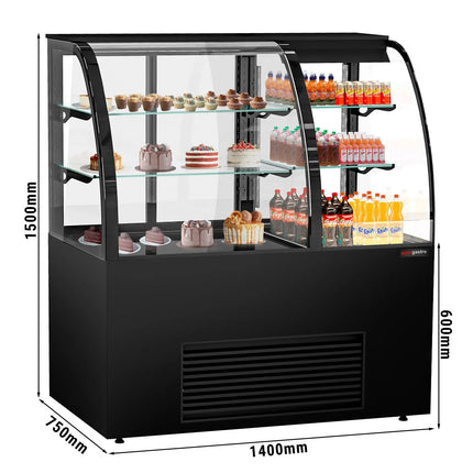 GGM Gastro Commercial cake display fridge Self-Service - 1400mm - Double glazing - square - with 2 glass shelves
