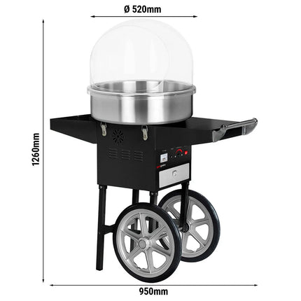 GGM Gastro Commercial Candy Floss Machine - Ø520mm - 1.08kW - Black - with Sneeze Guard