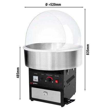 GGM Gastro Commercial Candy Floss Machine - Ø520mm - 950W - Black - with Sneeze Guard