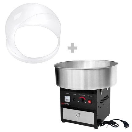 GGM Gastro Commercial Candy Floss Machine - Ø520mm - 950W - Black - with Sneeze Guard