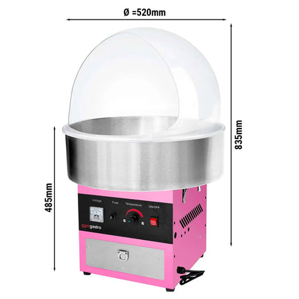 GGM Gastro Commercial Candy Floss Machine - Ø520mm - 950W - Pink - with Sneeze Guard