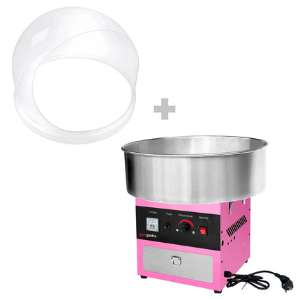 GGM Gastro Commercial Candy Floss Machine - Ø520mm - 950W - Pink - with Sneeze Guard