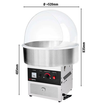 GGM Gastro Commercial Candy Floss Machine - Ø520mm - 950W - Stainless Steel - with Sneeze Guard