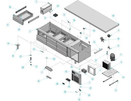 GGM Gastro Commercial Chef Base PREMIUM PLUS - -2 to +8°C - 2000mm - 6 Drawer - 6x GN 1/1