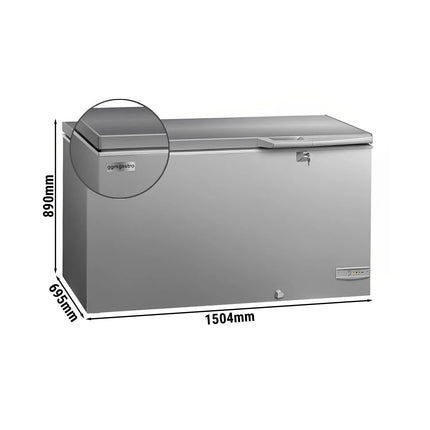 GGM Gastro Commercial Chest Freezer - 1504x695mm - 388 L - Stainless Steel Lid - incl. separating grid - For UK