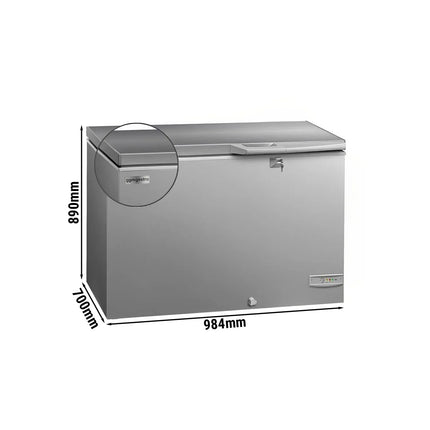 GGM Gastro Commercial Chest Freezer - 984x700mm - 236 L - Stainless Steel Lid - incl. separating grid - For UK