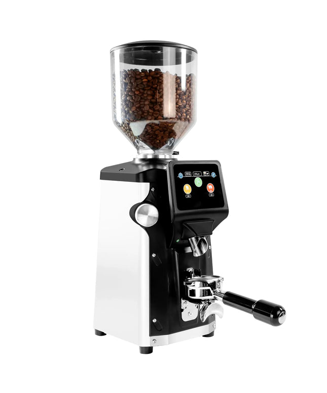 GGM Gastro Commercial Coffee Grinder - 1.2kg - Ø 65mm Flat Burrs - Portafilter-Activated - On Demand - Direct to Portafilter - White