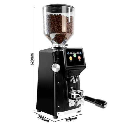 GGM Gastro Commercial Coffee Grinder - 1.2kg - with Ventilation System - Ø 83mm Flat Burrs - Portafilter-Activated - On Demand - Direct to Portafilter - Black