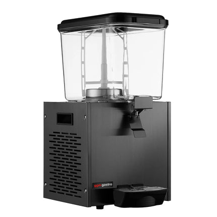 GGM Gastro Commercial Cold Drinks Dispenser - 1x polycarbonate tank with tap & paddle agitation - 18 Litres - 290W - Black - incl. drip tray