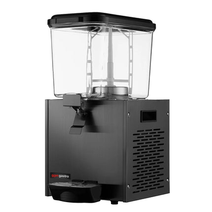 GGM Gastro Commercial Cold Drinks Dispenser - 1x polycarbonate tank with tap & paddle agitation - 18 Litres - 290W - Black - incl. drip tray