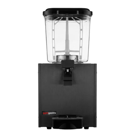 GGM Gastro Commercial Cold Drinks Dispenser - 1x polycarbonate tank with tap & paddle agitation - 18 Litres - 290W - Black - incl. drip tray