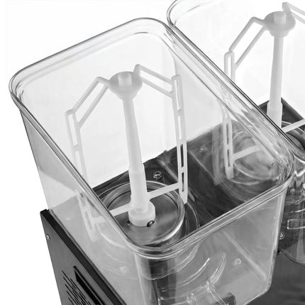 GGM Gastro Commercial Cold Drinks Dispenser - 2x polycarbonate tanks with tap & paddle agitation - 2x 18 Litres - 600W - Black