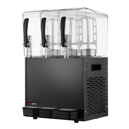 GGM Gastro Commercial Cold Drinks Dispenser - 3x polycarbonate tanks with tap - 3x 10 Litres - 600W - Black - incl. drip tray