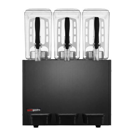 GGM Gastro Commercial Cold Drinks Dispenser - 3x polycarbonate tanks with tap - 3x 10 Litres - 600W - Black - incl. drip tray