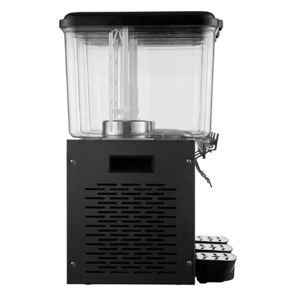 GGM Gastro Commercial Cold Drinks Dispenser - 3x polycarbonate tanks with tap & paddle agitation - 3x 18 Litres - 700W - Black - incl. drip tray