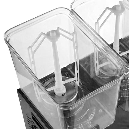 GGM Gastro Commercial Cold Drinks Dispenser - 3x polycarbonate tanks with tap & paddle agitation - 3x 18 Litres - 700W - Black - incl. drip tray