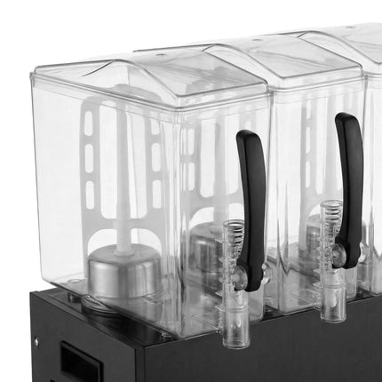GGM Gastro Commercial Cold Drinks Dispenser - 3x polycarbonate tanks with tap - 3x 10 Litres - 600W - Black - incl. drip tray