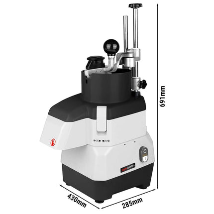GGM Gastro Commercial Compact Veg Prep Machine - 735W - incl. 4 Cutting/Grating Discs & Cutter Bowl Attachment - Stainless Steel