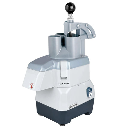 GGM Gastro Commercial Compact Veg Prep Machine - 735W - incl. 4 Cutting/Grating Discs - Stainless Steel - Flip-Top Lid