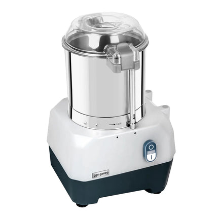 GGM Gastro Commercial Compact Veg Prep Machine - 735W - incl. 4 Cutting/Grating Discs & Cutter Bowl Attachment - Stainless Steel - Flip-Top Lid